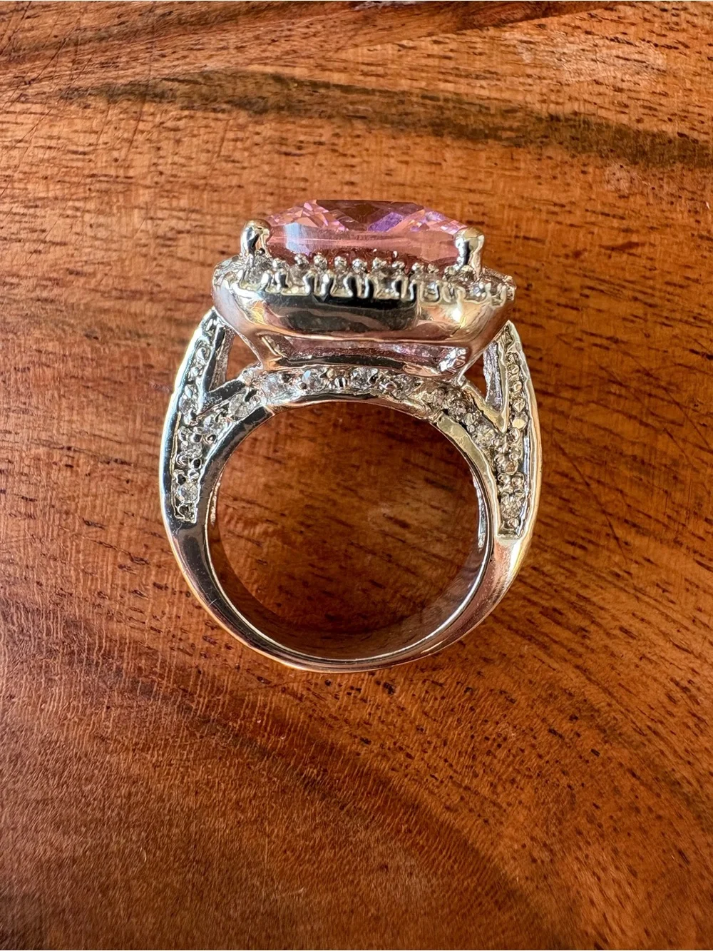 Vintage Pink Cushion Halo Cocktail Ring - Size 5.75
